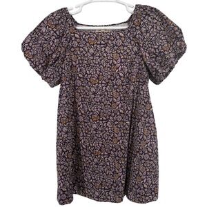 Porridge Clothing Purple Floral Puff Sleeve Square Neck Mini Dress Petite SP